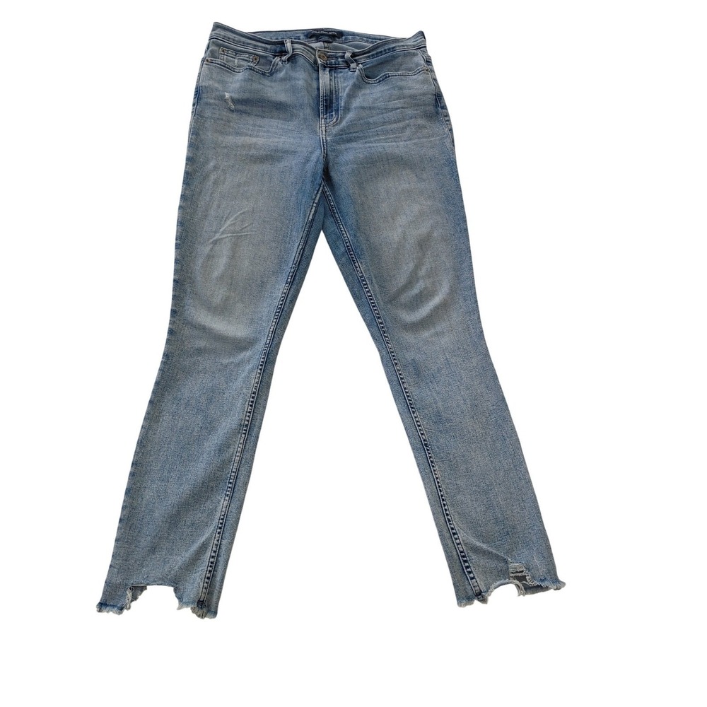 Calvin Klein Distressed Straight Leg Jeans Blue Frayed Hem 28/6x27 NWOT